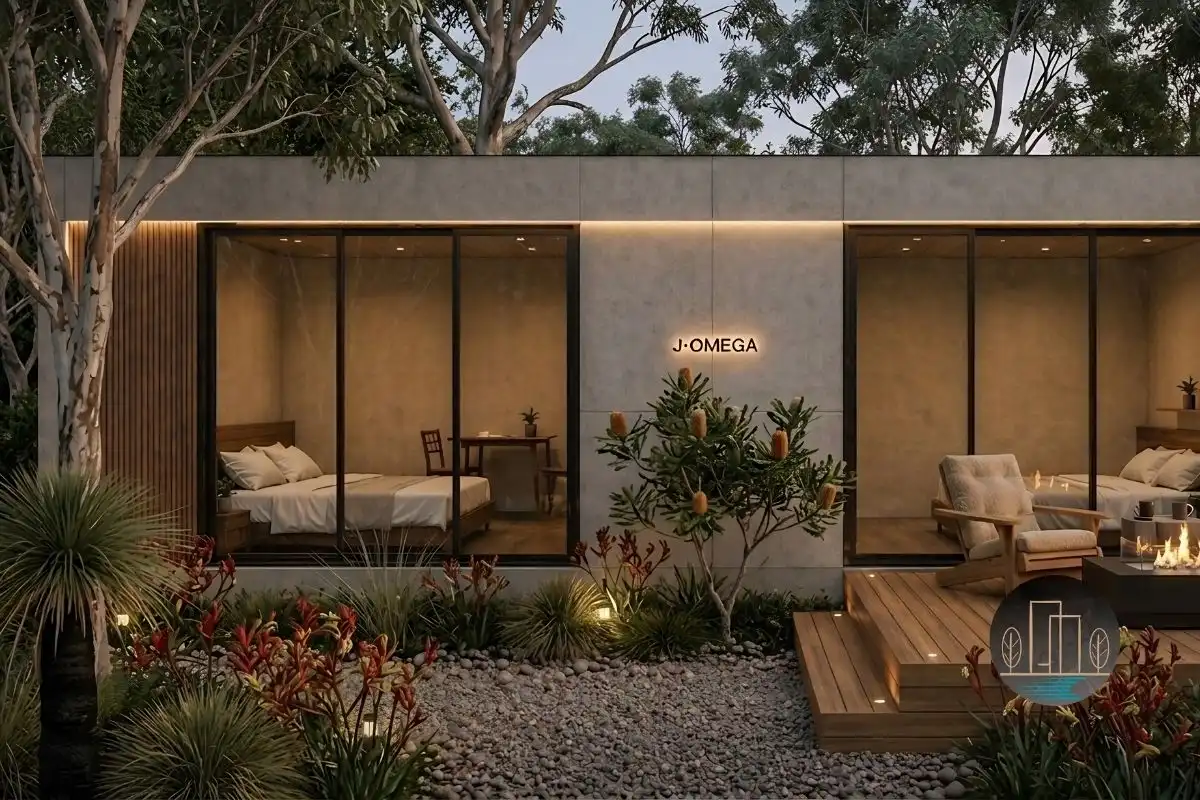 J Omega Luxe Tiny House Australia – luxury 2-bedroom tiny home exterior