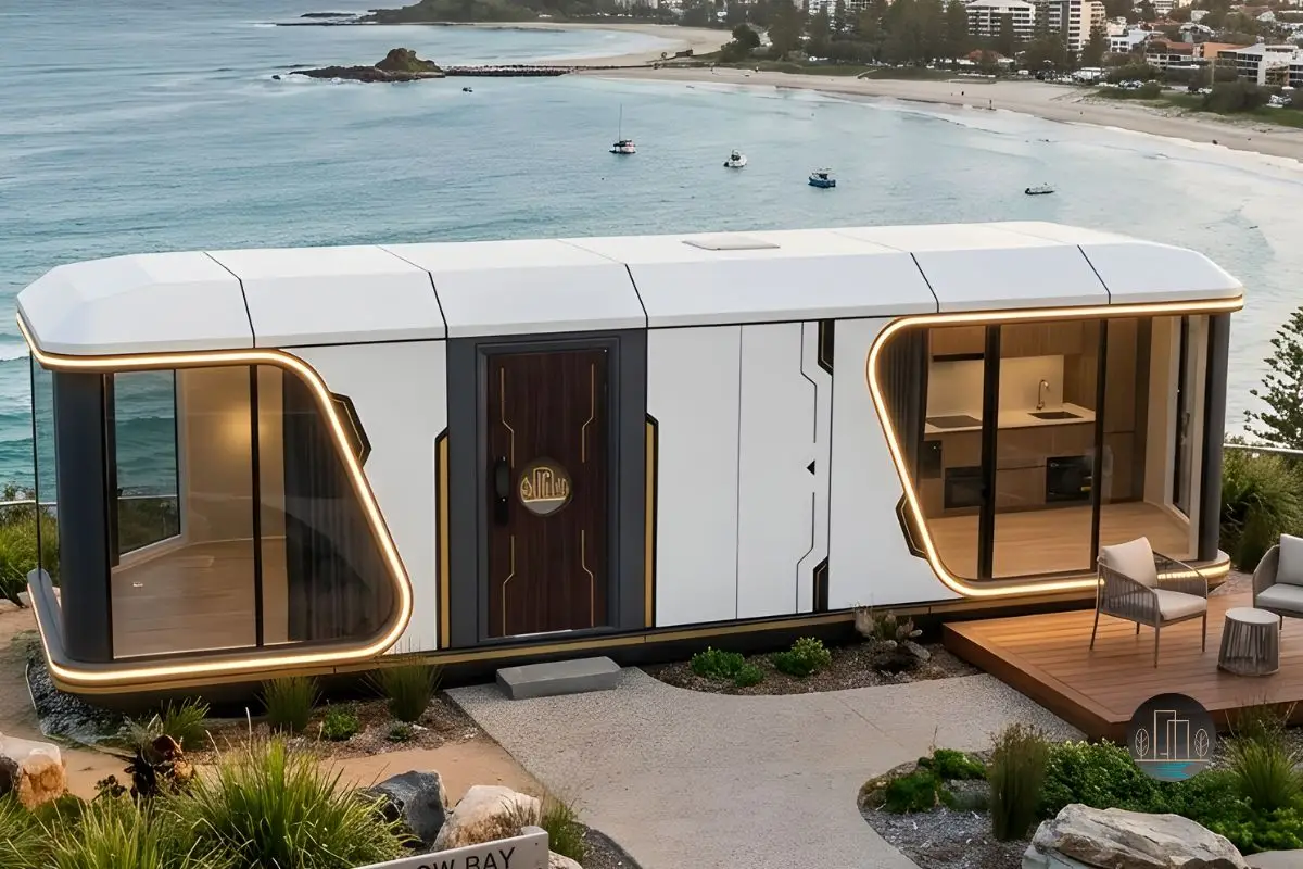 Modern modular capsule house agritourism farm stay Australia
